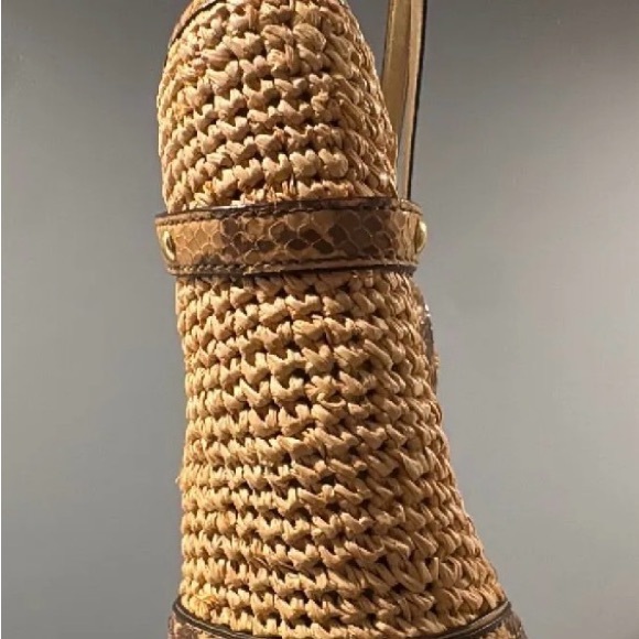 Coach Tan and Brown Woven Tote Bag - Picture 4 of 7